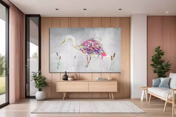 Tableau Peinture Animaux Héron Couleur