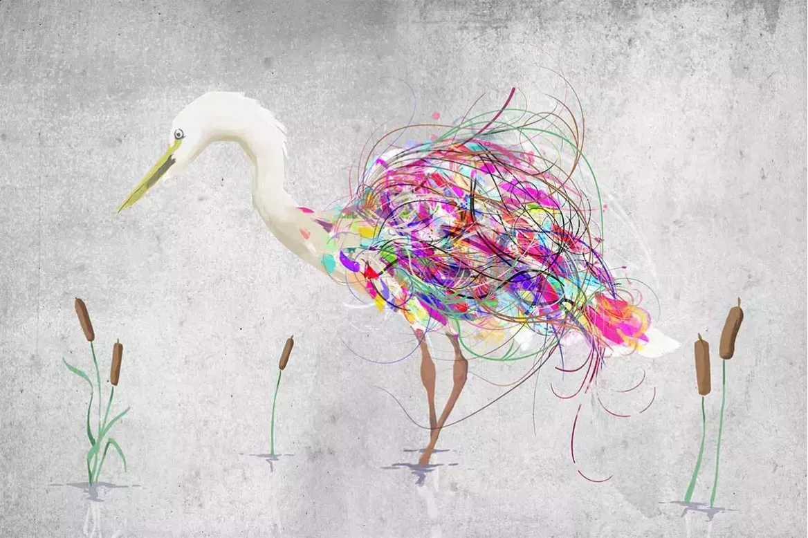 Tableau Peinture Animaux Héron Couleur