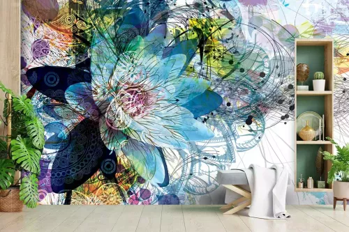 Tenture Murale Paysage Arbre Vert 180x230 Cm - Décoration Salon, Chambre, Tissu Polyester, Lavable