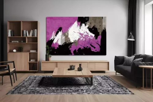 Tableau abstrait design paint violet