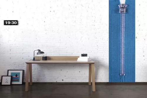 Papier peint design Zip bleu