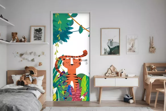 Sticker de Porte enfant : Le Monde de la Jungle