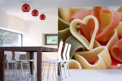 Papier peint Cuisine Pâtes en Coeur