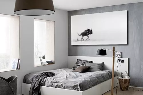 Gnou tableau déco noir blanc