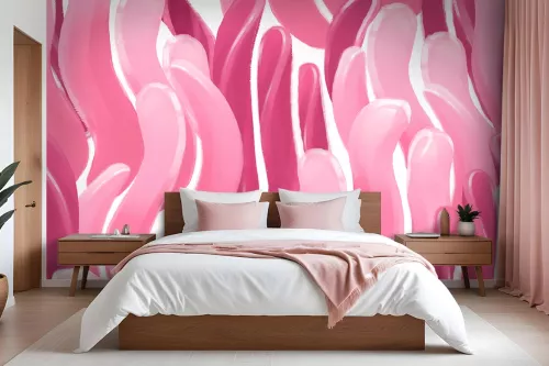 motif papier peint vagues roses abstraites