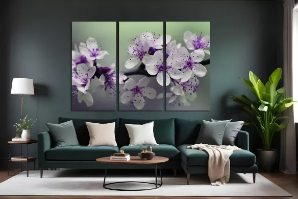 Tableaux Fleurs triptyque