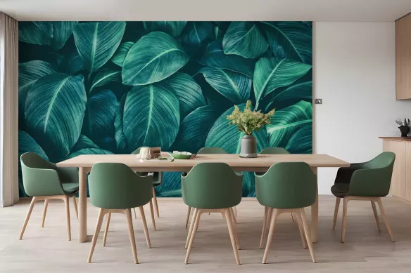 Tapisserie tropical Feuilles tropicales vertes