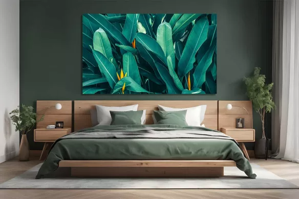 Toile nature feuilles fleurs du paradis