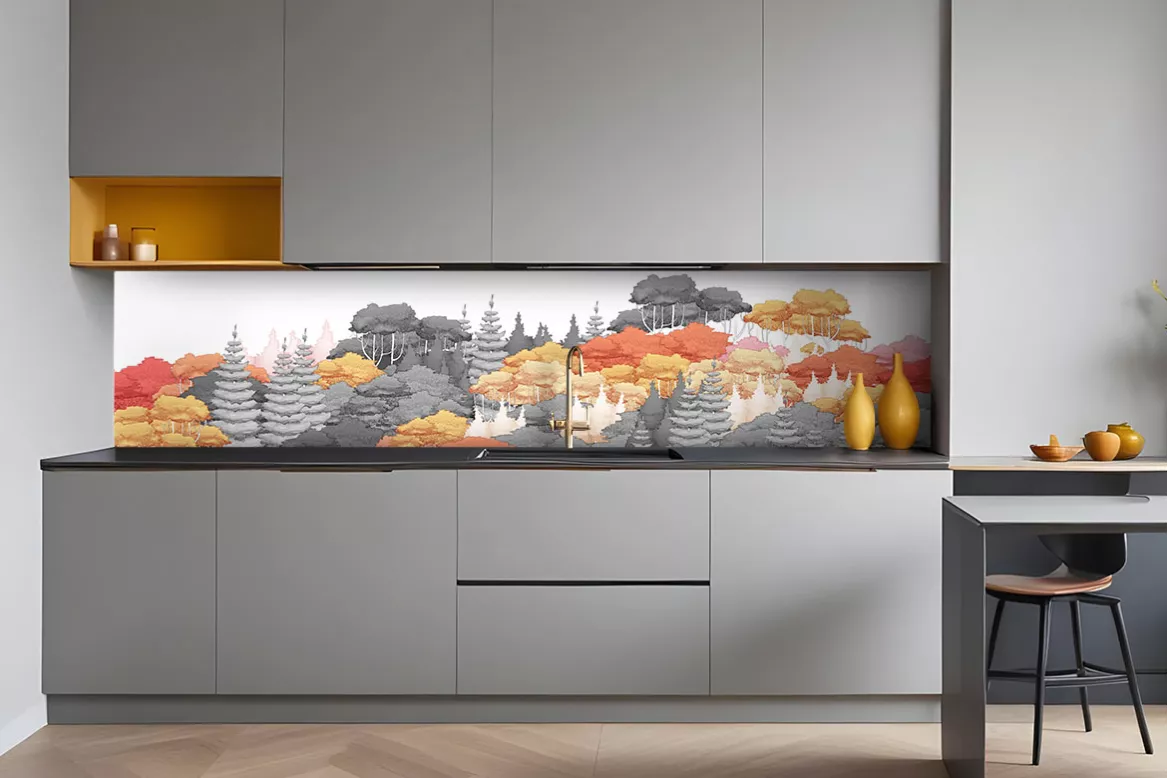 Crédence De Cuisine En Verre Sécurité 4 Mm - Motif Pierre Grise Avec Boussole 80x50 Cm - Protection Murale Facile à Nettoyer