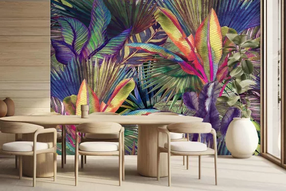 Tapisserie plantes colorées