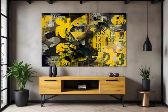 Toile indus Chiffres jaunes et noirs