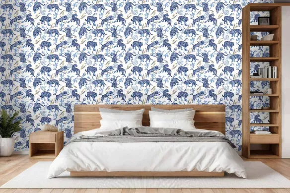 Papier Peint Animaux sauvages- Féline Indigo