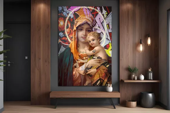 Toile jesus et marie
