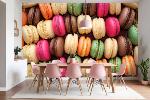 Tapisserie cuisine tendance macarons au chocolat
