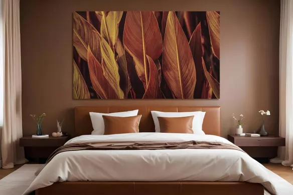 Toile nature feuillage orangé