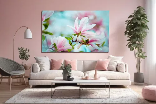 Toile fleurs magnolia en fleurs