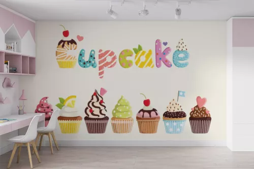 papier peint pour cuisine cupcakes gourmands