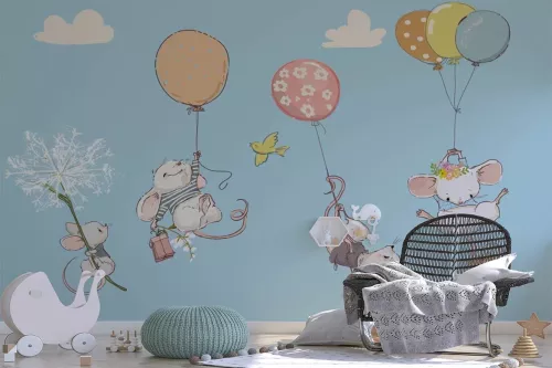 Papier peint panoramique enfant Famille Souris