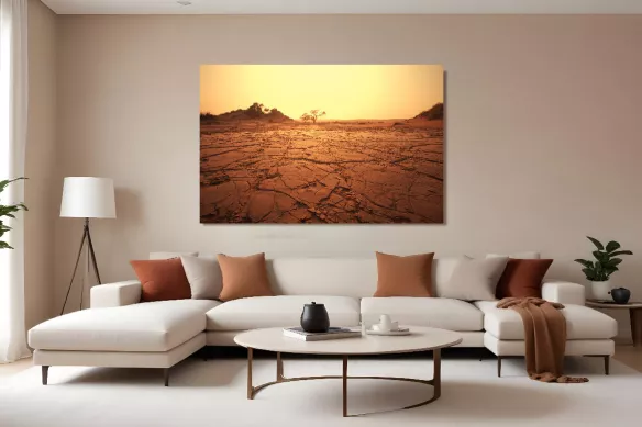 Tableau paysage terre craquelée