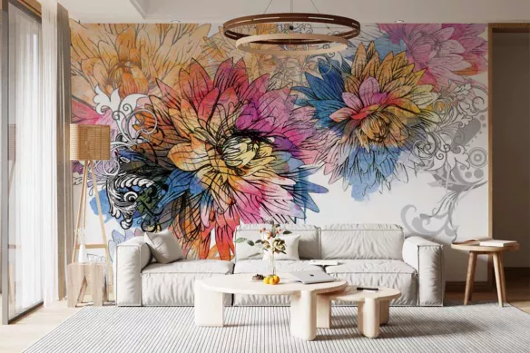 Papier peint fleur Aquarelle