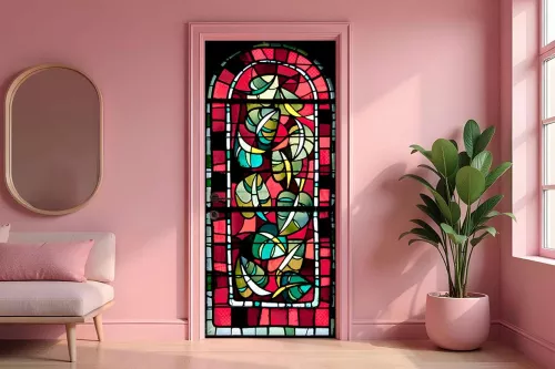 Sticker trompe l’œil Vitrail rose