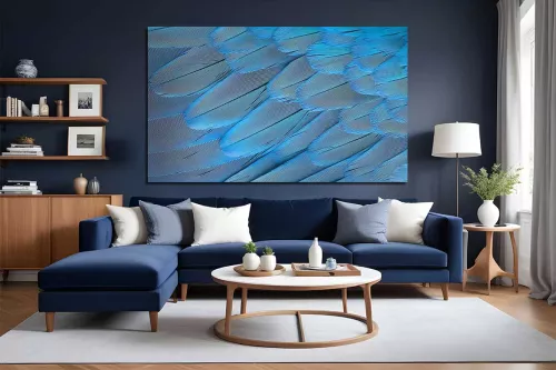 Tableau moderne Plumes bleues