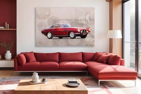 Tableau voiture Jaguar rouge