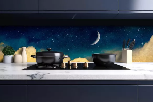 Crédence cuisine pierrot et la lune