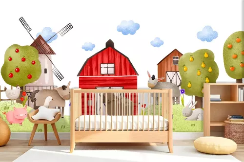 Papier Peint décoration les animaux de la ferme