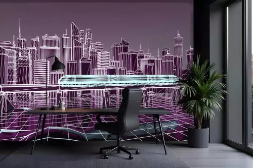 Papier Peint déco ville virtuelle