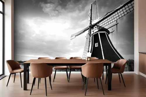 Papier peint trompe l'œil Moulin Amsterdam