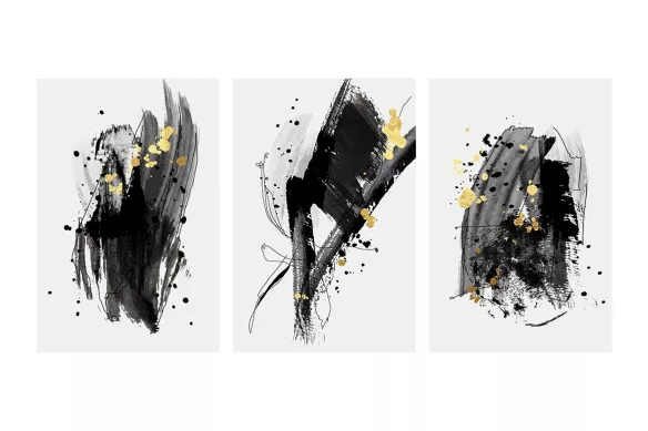 Toile Triptyque abstrait - Traces Abstraites