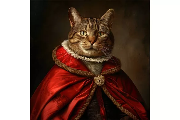 Tableau peinture Anachronisme King Cat Renaissance