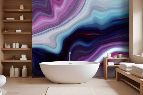 Papier peint trompe l’œil effet marbre violet