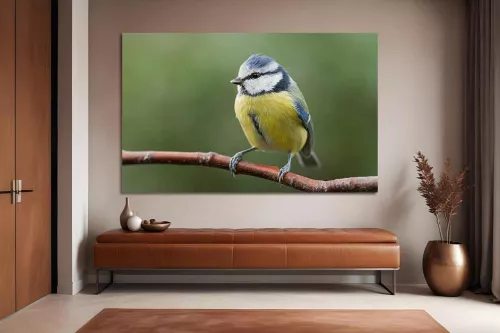 Tableau design Oiseau Jaune bleu
