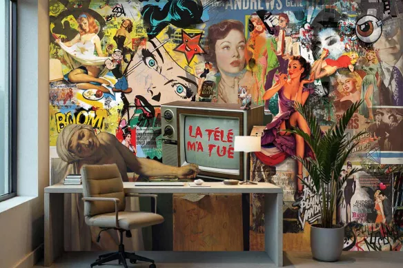 Papier peint street art TV tue