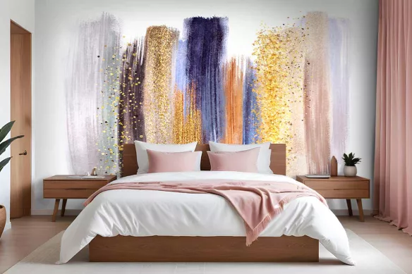 Papier peint panoramique chambre Palette Pailletée