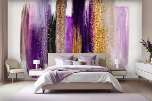 Décoration murale chambre Violet et paillettes