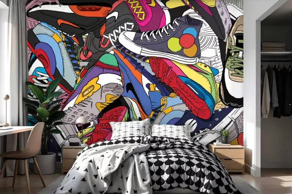 Papier peint graffiti Sneakers