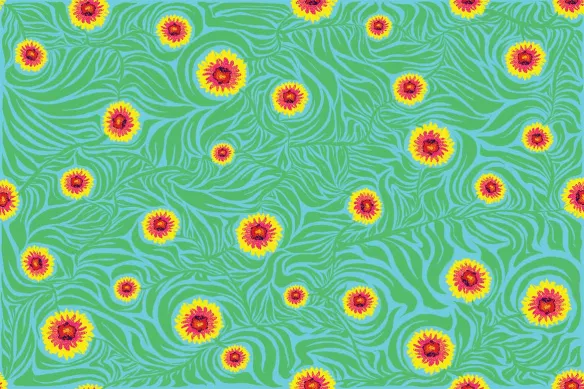 Papier Peint sur Mesure - Folles Fleurs vert