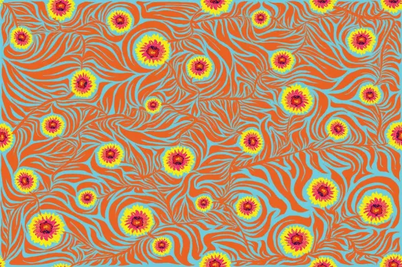 Papier Peint sur Mesure - Folles Fleurs rouge