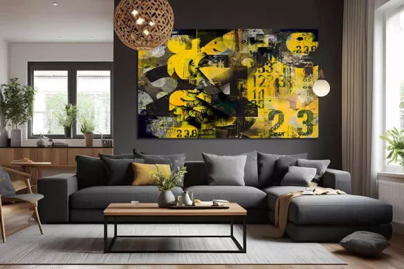 abstrait industriel Chiffres jaunes et noirs