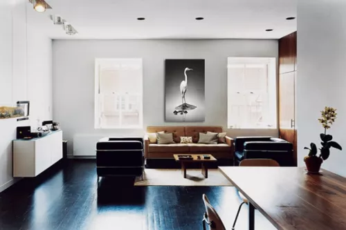 Tableau noir et blanc Héron