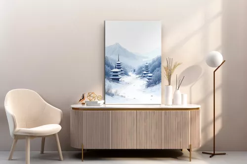 Tableau Japonais Grue Avec Cadre Doré - Décoration Murale Moderne 120x80cm, Impression Sur Toile Résistante UV