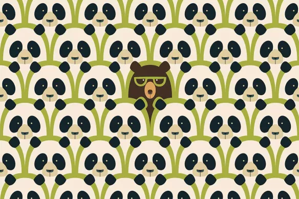 Papier peint déco enfant Pandas et moi