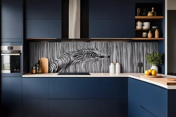 Crédence Cuisine bleu moderne  - la traversée du zèbre