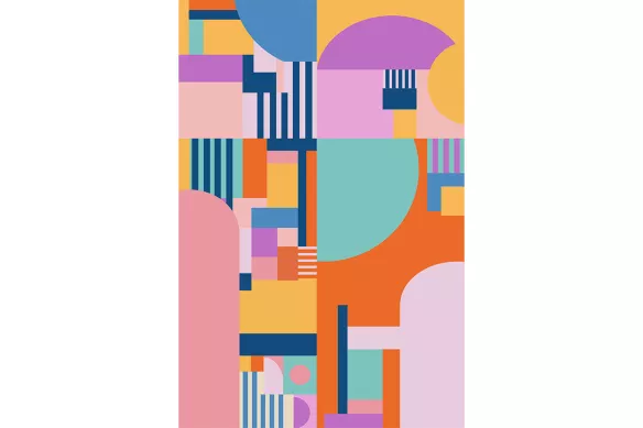 Tableau Abstrait - Formes Rétro