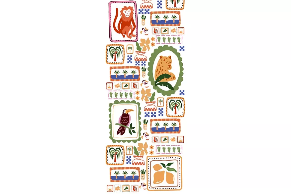 Stickers de Porte pour salon - Animaux Tropicaux Chic