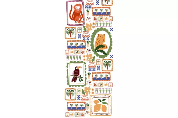 Stickers de Porte coloré fun - Animaux Tropicaux Chic