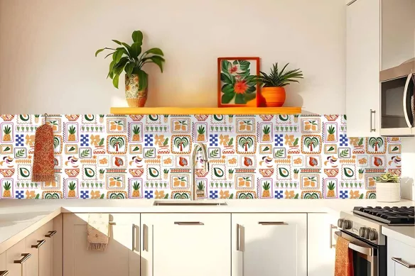 Crédence de Cuisine blanche - Animaux Tropicaux Chic